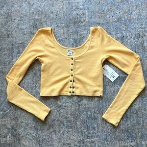 Billabong Yellow Long Sleeve Crop Top